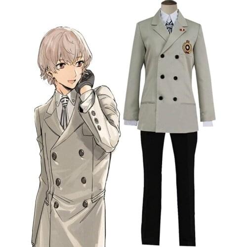 Persona 5 Goro Akechi Cosplay Costume P5 Crow School Uniform Wig Mens Halloween Party Suit Customize