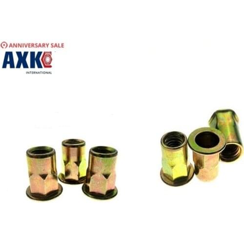 Axk 20pcs Half Hex Rivet M4 M5 M6 M8 M10 M12 Metric Thread Steel With Zinc Nut Rivnut Inserts