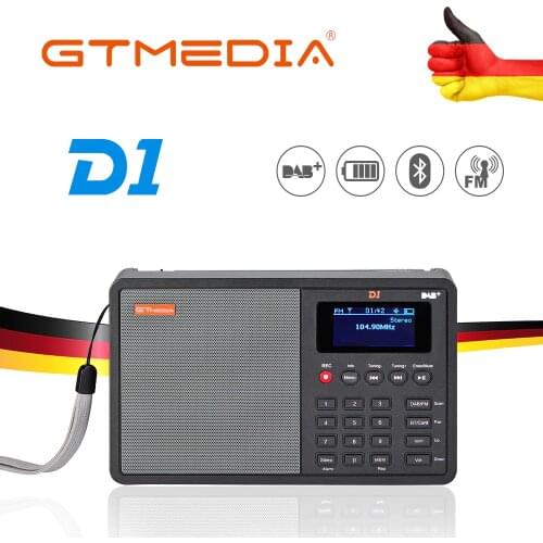 GTMEDIA D1 Radio DAB+/TF/AUX Mini Portable Radio Handheld Digital FM USB TF MP3 Player Speaker Rechargeable with 18650 Battery