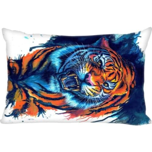 Rectangle Pillow Cases Hot Sale Best Tiger Painting Animal Pillow Cover Home Textiles Decorative Double Sided Pillowcase Custom