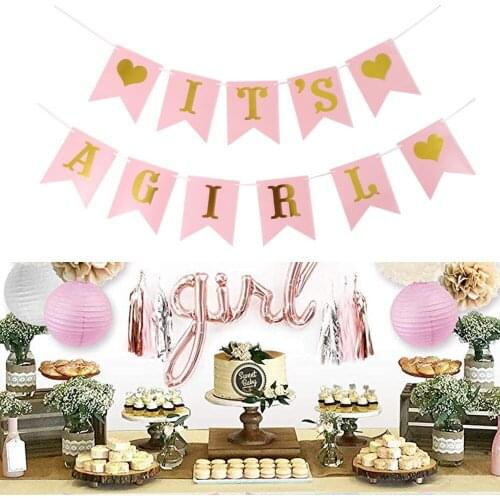 Multi Themes Baby Banners Pink Letter Sign Perfect Set Baby Shower Decoration Bunting Garland Flags Party Decoration Accessories