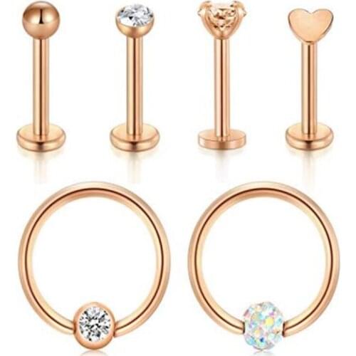 JFORYOU Cartilage Tragus Earrings 16G Stainless Steel Labret Monroe Medusa Lip Ring Rook Helix Earring Stud Barbell Piercing