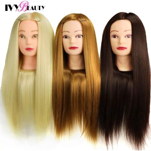Silky Hairdressing Training Head Salons Golden Mannequin Head Makeup Dolls Head For Hairstyles With Clamp Home Professional Use