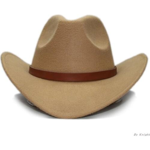 A159 Adult and Kids Wool Fedoras Hats Parent West Cowboy Hat Large Brimmed College Style Bowler Hat Adjustable Size Cowboy Caps