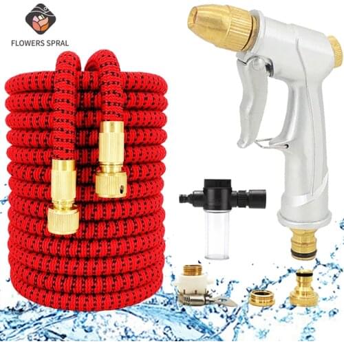 Gun Big Promotion Garden Hose With Spray Gun, Telescopic Flexible Hose Water Gun, Foam Car Wash Hose Spray 17ft-150ft