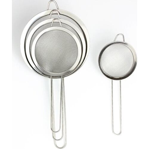 8cm/10cm/12cm/14cm/16cm Stainless Steel Flour Sieve Oil Strainer Colander Skimmer Kitchen Handheld Screen Mesh Filter Sifter