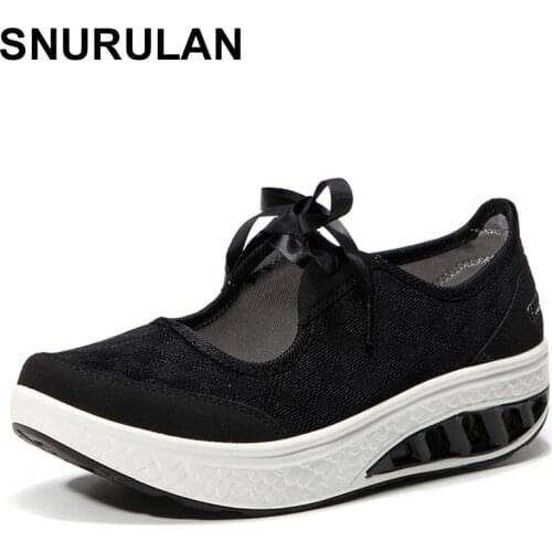 SNURULAN spring women sneakers shoes platform shoes women breathable mesh casual shoes without lace platform Creepers shoes