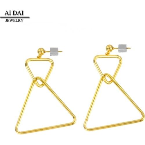 South Korea European and American temperament female minimalist triangle geometric combination earrings