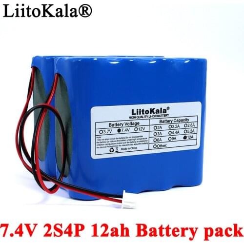 Liitokala 7.4V 18650 Lithium Battery Pack 2S4P 12ah Fishing LED Light Bluetooth Speaker 8.4V Emergency DIY batteries with PCB