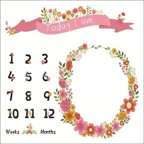 Unisex Baby Newborn Photography Background Cloth Milestone Blanket Cartoon Infants Monthly Photo Props Accessories