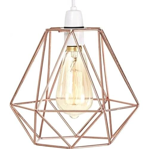 Iron Wire Basket Cage Style Light Shade, Funky Retro Modern Industrial Vintage Look, Easy Fit