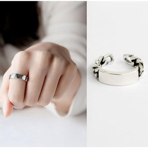 Vintage 925 Sterling Silver Smooth Rings For Women Ladies Statement Jewelry Wedding Finger Rings