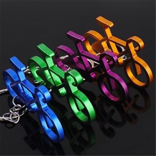1 PC Small Keyfob Bicycle Keyring Stainless Steel Bottle Opener Cycling Colorful Bicycle Metal Keychains Sports Souvenirs Tool