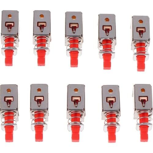 10pcs PS-22F03 Right Angle PCB Latching Push Button Switch DPDT Double Pole 6 Pin Self-locking Key Power Switches