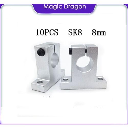 10 pcs/lot Free Shipping High quality SK8 8mm linear bearing rail shaft support XYZ Table CNC Router SH8A for 3D printer sliding