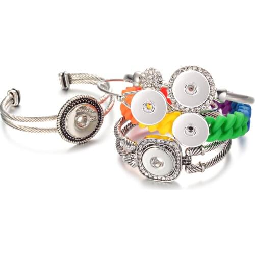 10pcs/lot snap Bracelet Candy colors silicone snap bracelets Bangles Children Men Women fit 18mm snap jewelry NN-718*10