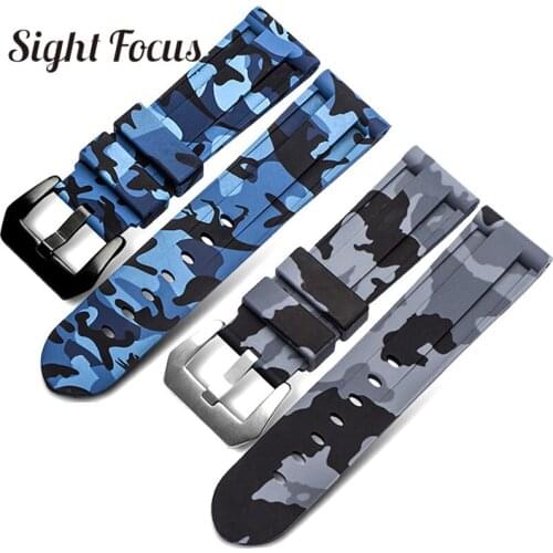 20mm 22mm 24mm 26mm Camo Blue Grey Watch Bands for Diesel Pam Rubber Silicone Watch Straps Wristwatch Belt Bracelets Men Correa