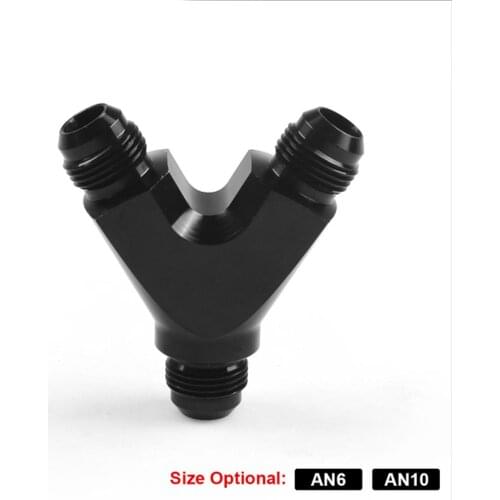 3-Way Y-Block Fitting Adapter AN6/AN10 6-AN/10-AN Male to 2X AN6/AN10 6-AN/10-AN Male BLACK Car Modification