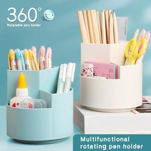 360 Degree Rotating Multifunctional Round Pen Holder Simple Large Capacity Pen Holder Desktop Organizer School Stationery