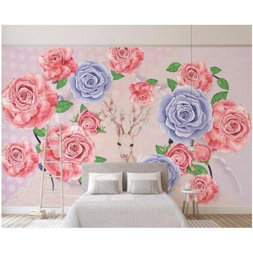 3d room wallpaper custom photo Modern European simple rose moose background Home decor 3d wall murals wallpaper for walls 3 d