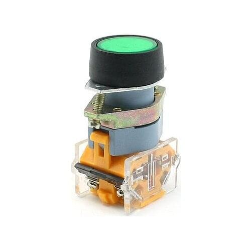 4 Screw Terminals Flat Top Green Indicator NO+NC DPST Button Switch 660V 10A