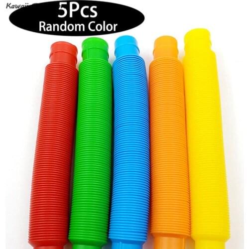 5Pcs Mini Pop Tubes Sensory Toy For Adult Fidget Stress Relieve Toys Kid Autism Anti Stress Plastic Bellows Children Squeeze Toy