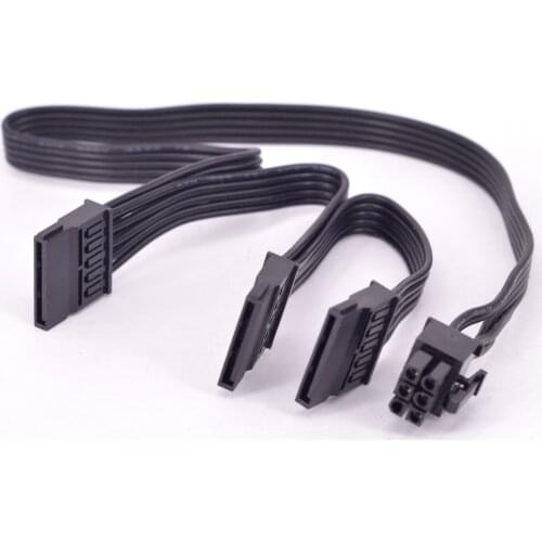 6Pin Male 1 to 3 SATA 15Pin Female Power Supply Cable Port Multiplier PCIe Graphics Card Power Port for for Seasonic KM3 Series