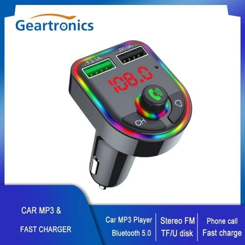 Car MP3 Player FM Transmitter Car Kit Dual USB Car Fast Charger U Disk/TF Bluetooth 5.0 Handfree Phone Call Car Music Player