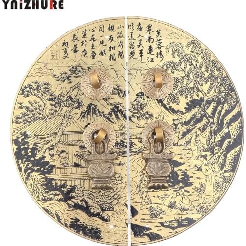 150mm Bronze Chinese Antique Copper Door Copper Door Handle Hibiscus House Pattern Basket Handle