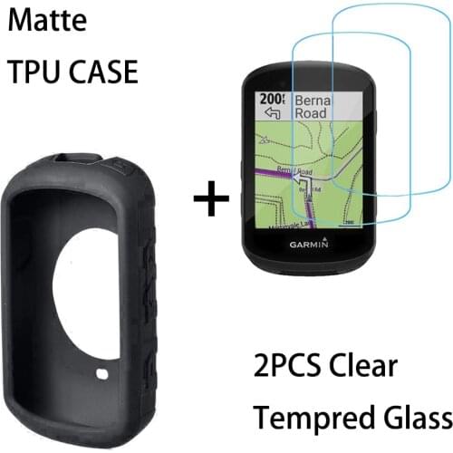 For Garmin Edge 830 530 GPS Case Slip-proof Silica Gel Case and 2PCS Clear 9H Anti-knock Tempered Glass Screen Protector 830 530