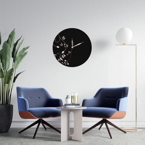 Dekoliya Floral Modern Wood Wall Clock Wall Clock Home Office Living Room Art