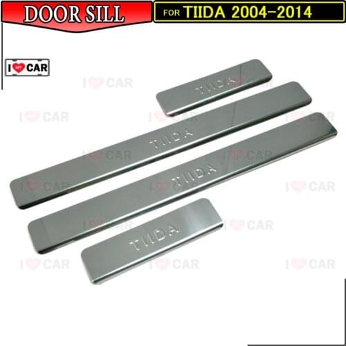 Door sills for Nissan Tiida 2004-2014 scuff plate guard stainless door sills sticker car styling decoration protection