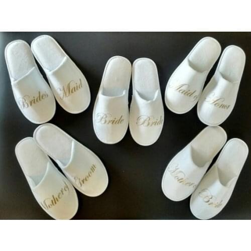 Personalised Wedding Bridesmaid Bridal Bride Slippers groomsman Bachelorette Spa close-toe Slippers party favors gifts