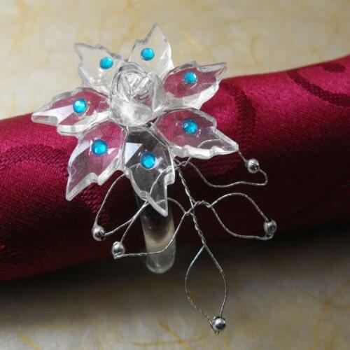 Clear crystal leaf napkin ring, crystal napkin holder