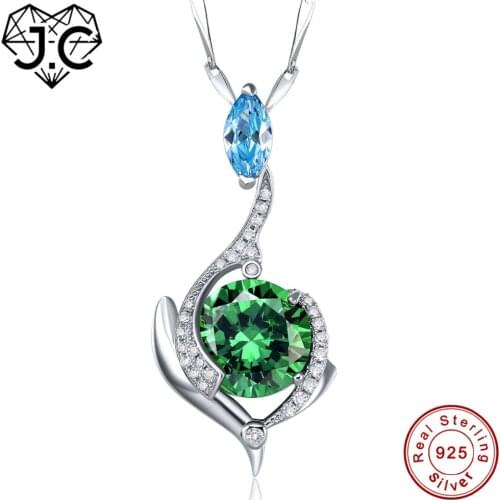 J.C Wholesale for Women Girl Excellent Dating Necklace Rainbow Emerald CZ Solid 925 Sterling Silver Pendant Fine Jewelry