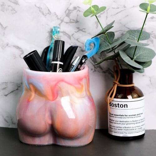 Creative Art Buttocks Mold DIY 3D Human Body Flower Pot Resin Silicone Butt Mold Pen Holder Home Decor Crafts Mold