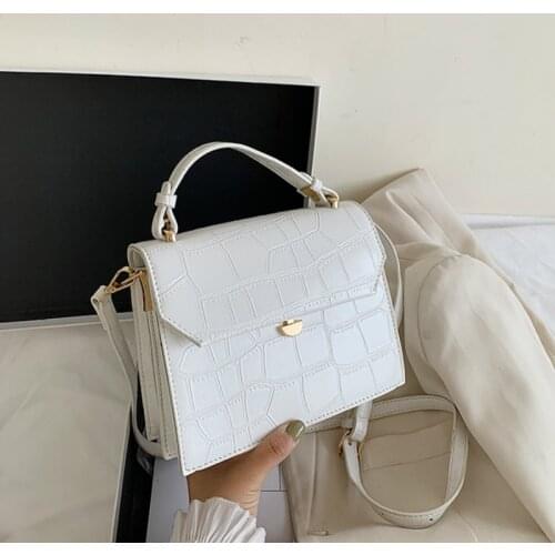 Crocodile pattern white Crossbody Bags For Women 2021 Small Handbag Small Bag PU Leather Hand Bag Ladies Designer Evening Bags