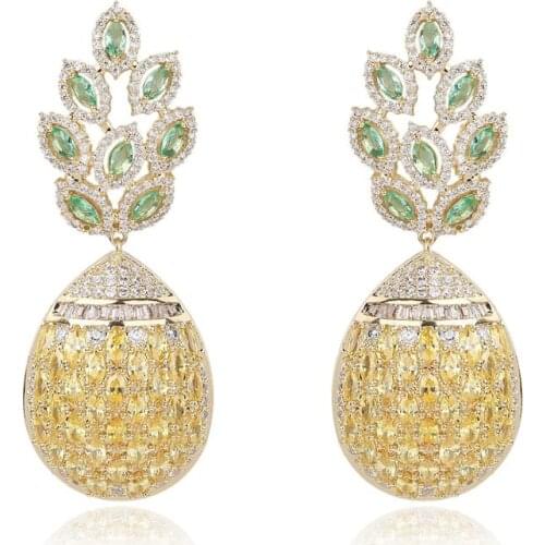 Cubic Zircon Pineapple Earrings for Wedding, Crystals Fruit Earring for Bride, Women Girl Gift CE10904
