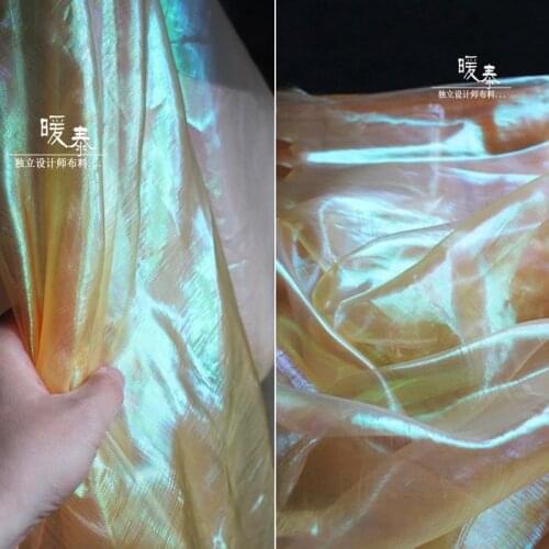 Laser Organza Tulle Fabric Gold gradient DIY Patchwork Veil Background Decor Perspective Skirt Dress Fluorescent Designer Fabric