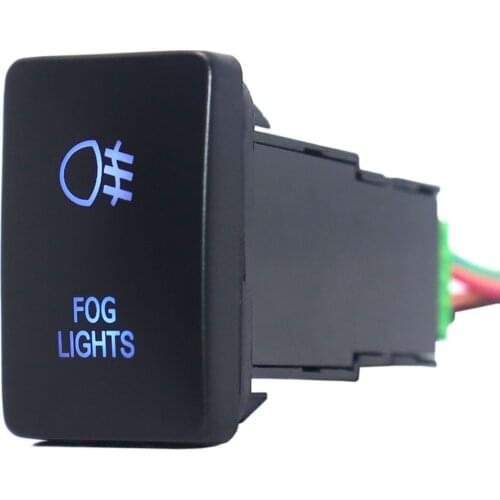 Laser Fog Lights Push Button Switch ON-Off 3A 12V Blue Led with Connector Wire Fit Toyota Hilux 2015/Prado 150 Series 2010 Rav4