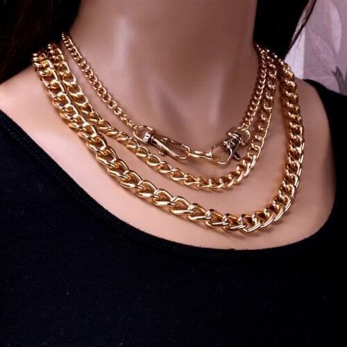 Aluminum Iron Chain Chunky Necklace for Women Men Punk Curb Cuban Link Thick Chain Choker Crazy Necklace Jewelry Fashion Male