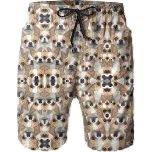 Male Shorts Causal R92 Breathable Quick Dry HumorLoose Funny Chihuahua Puppy Face
