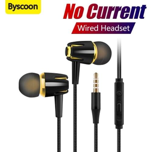 Byscoon Earphones 3.5 mm Jack 1.2m In-Ear Wired Control Sport Headset Wired Headphone For Huawei OPPO Smartphone With Microphone