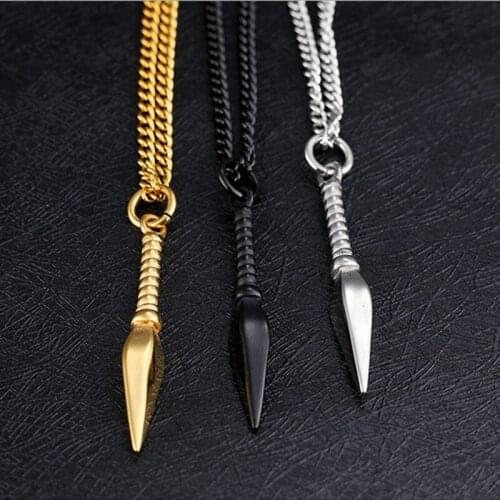 2021 Fashion New Spear Pendant Necklace Men Gold Silver Color Stainless Steel Chain Necklace for Women Trendy Boho Jewelry Gift
