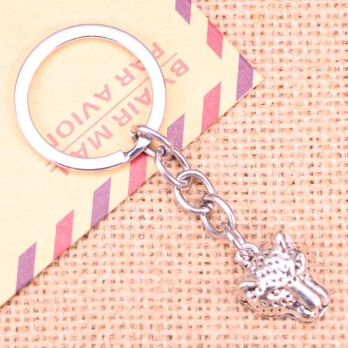 20pcs New Fashion Keychain 19x15mm panther leopard head Pendants DIY Men Jewelry Car Key Chain Ring Holder Souvenir For Gift