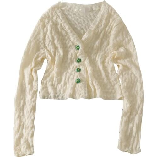 Autumn low-collar flower three-button sweet pleated slim thin shirt