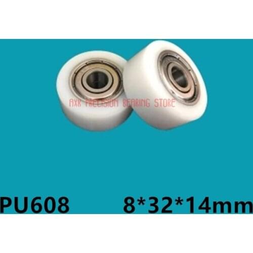 2019 Time-limited Real Plastic Bearing Small Pulley Nylon 608zz Coated Roller Friction Wheel 8*32*14mm Double Rubber Round