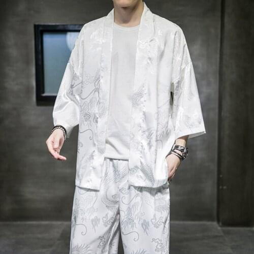 Shirt Jackets Men Chinese Streetwear Kimono Shirt Coat Men Cardigan Jackets Coat Plus Size