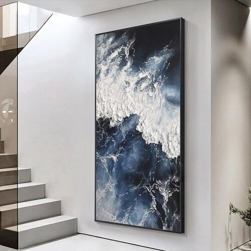 Hand-Painted Abstract Textured Oil Painting On Canvas Large Sea Wave Wall Art Decoration Canvas Paintings Handmade Unframed