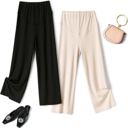 101# Maternity Pants Spring Autumn wide legged Support Abdomen Elastic Waist Belly Support Pants Maternity Trousers